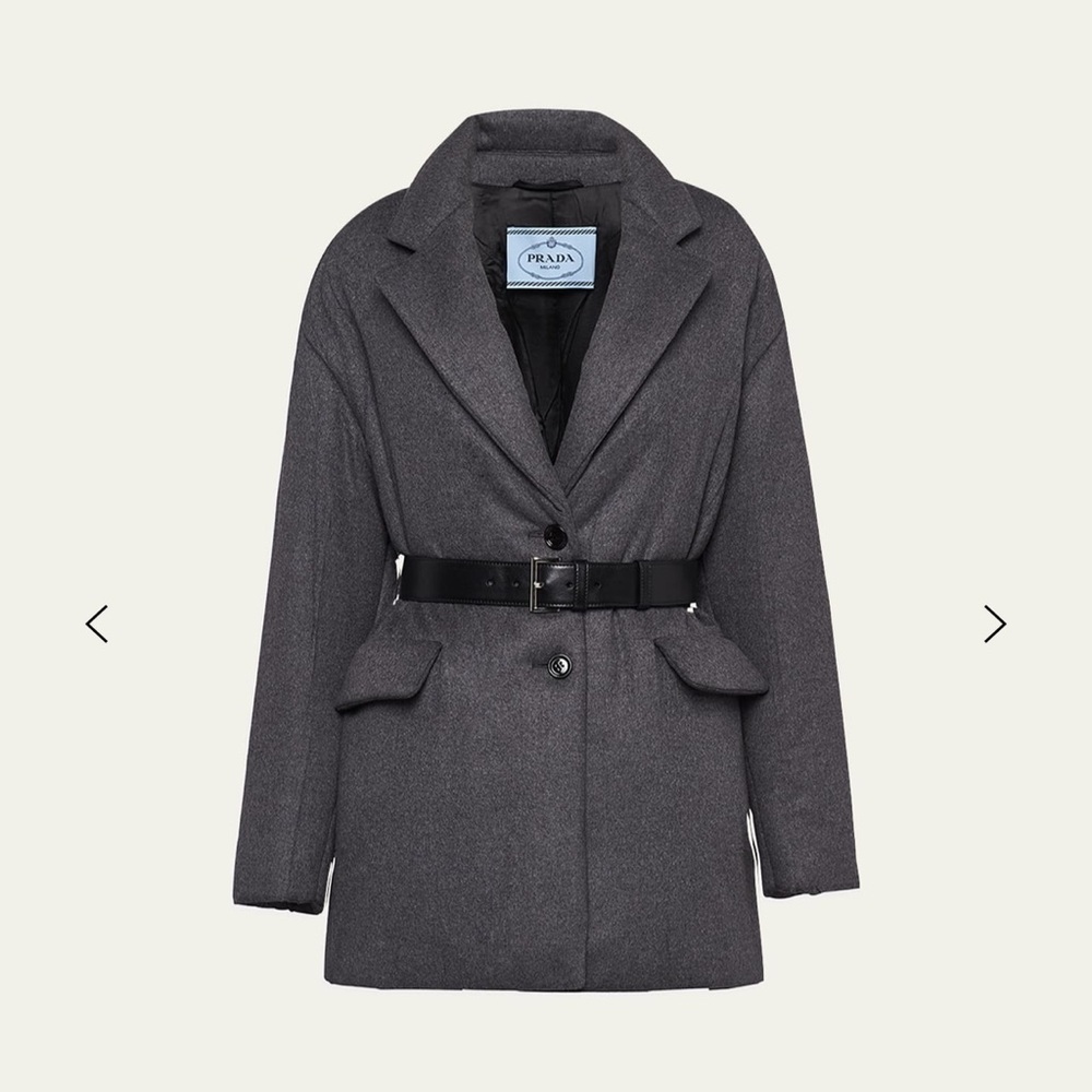 Prada Gray Belted Puffer Jacket
